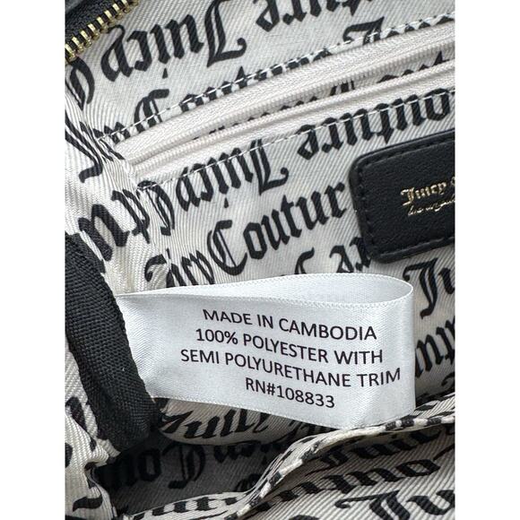 Juicy Couture Heart & Soul Black Velvet Satchel Y2K Crown Logo Shoulder Bag - Picture 4 of 6